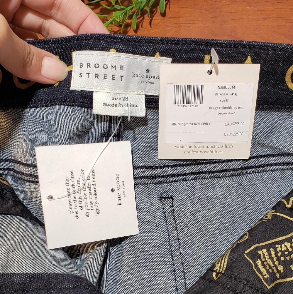 NWT Kate Spade Poppy Embroidered Jean - Picture 7 of 8